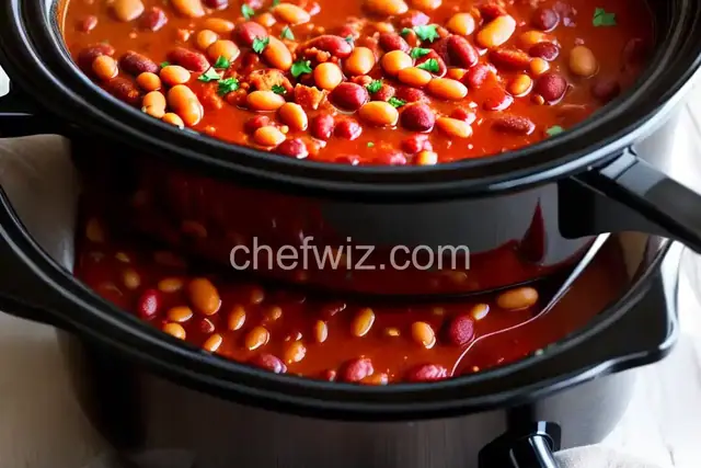Slow Cooker Bean Casserole AKA Sweet Chili