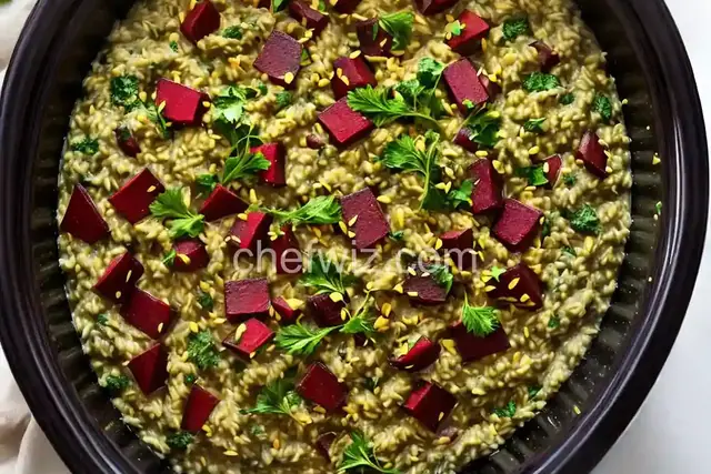 Slow Cooker Beet Green Risotto