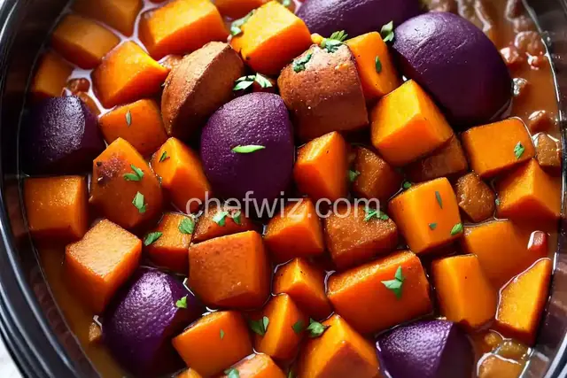 Slow Cooker Candied Purple Yams