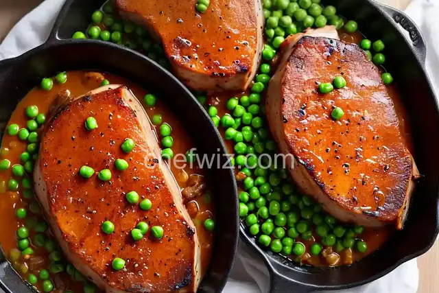 Slow Cooker Pork Chops with Caramelized Onions and Peas