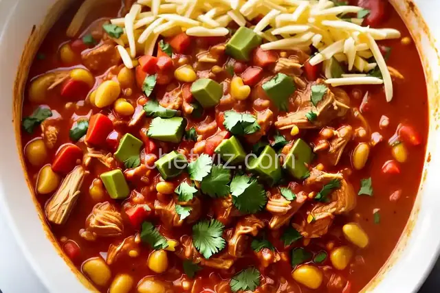 Slow Cooker Shredded Chicken Chili