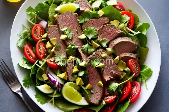 Slow Cooker Steak Salad with Cilantro Lime Dressing