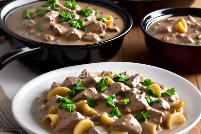 Slow Cooker Venison Stroganoff Meal