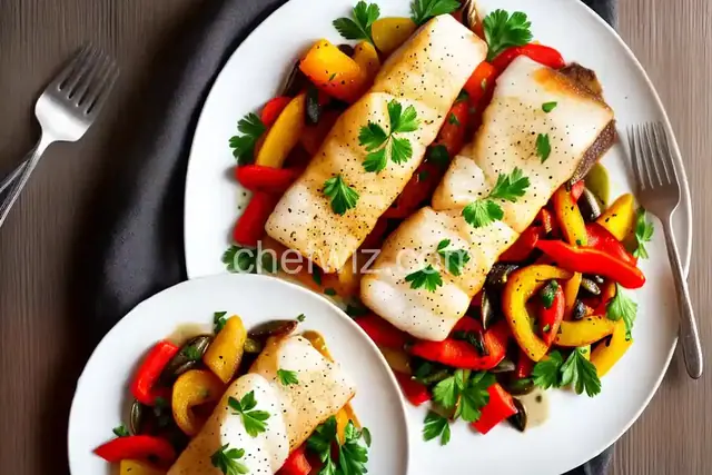 Slow-Roasted Cod with Bell Peppers