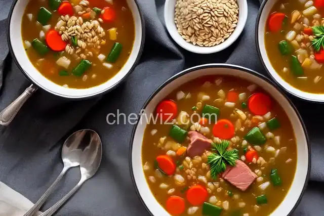 Smoked Ham, Barley, and Vegetable Soup