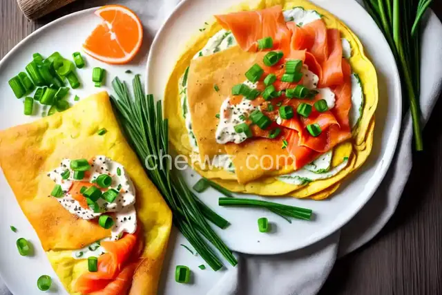 Smoked Salmon and Cream Cheese Omelette with Green Onions