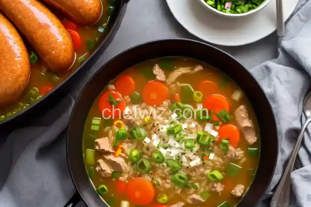 Smoky Sausage and Rice Soup