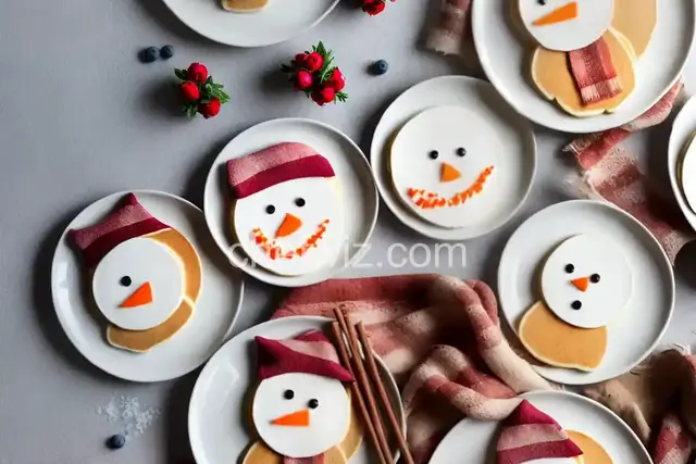 Snowman Pancakes with Bacon Scarves
