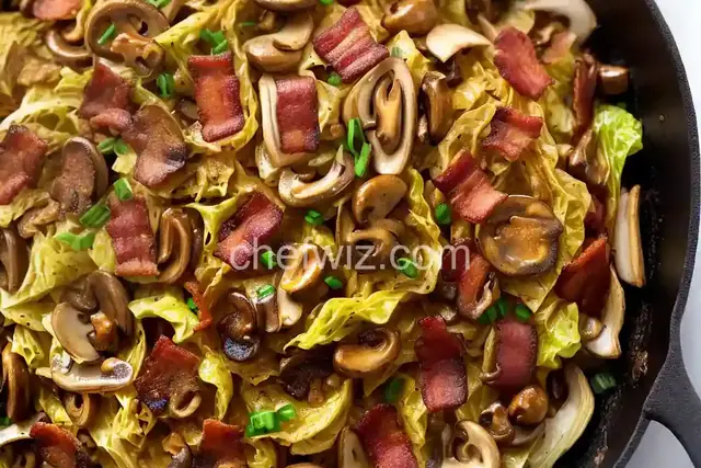 Southern Fried Cabbage with Bacon, Mushrooms, and Onions