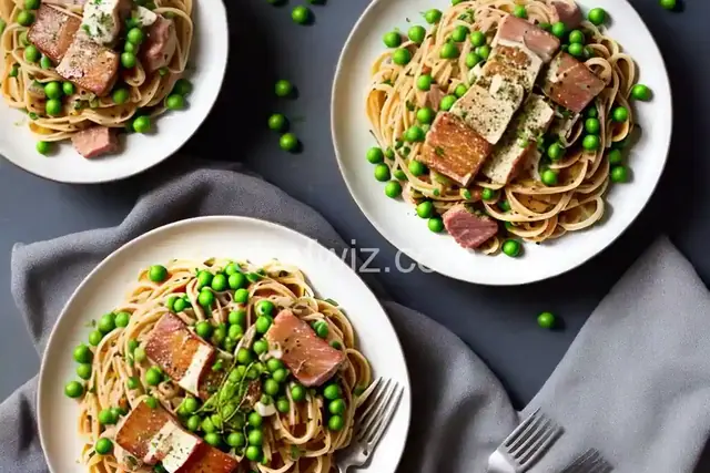 Spaghetti Carbonara with Pork Belly and Fresh Peas