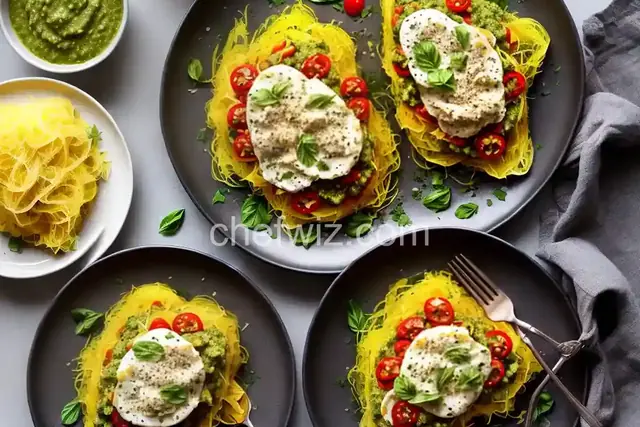 Spaghetti Squash with Summer Pesto and Chicken