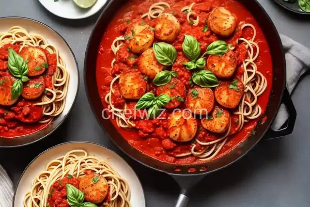 Spaghetti With Spicy Scallop Marinara Sauce