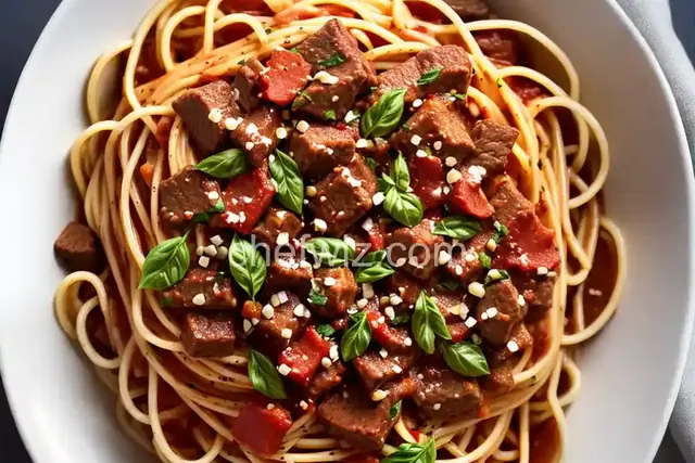 Spaghetti with Bacon and Beef Sauce