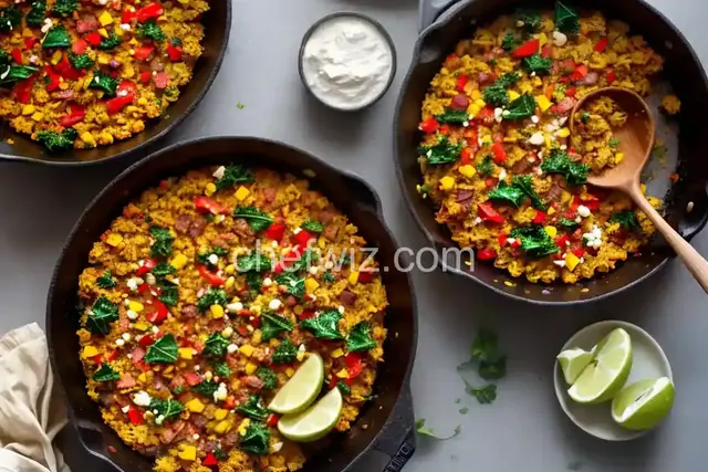 Spanish-Style Migas With Chorizo, Peppers, and Kale Recipe