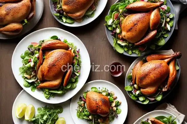 Spatchcocked Cornish Hen with Baby Leaf Salad and Sourdough Croutons