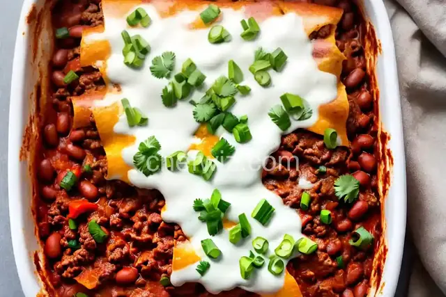 Spicy Beef and Bean Enchilada Pie