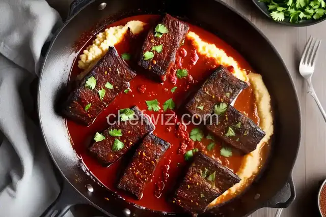 Spicy Braised Short Ribs with Polenta