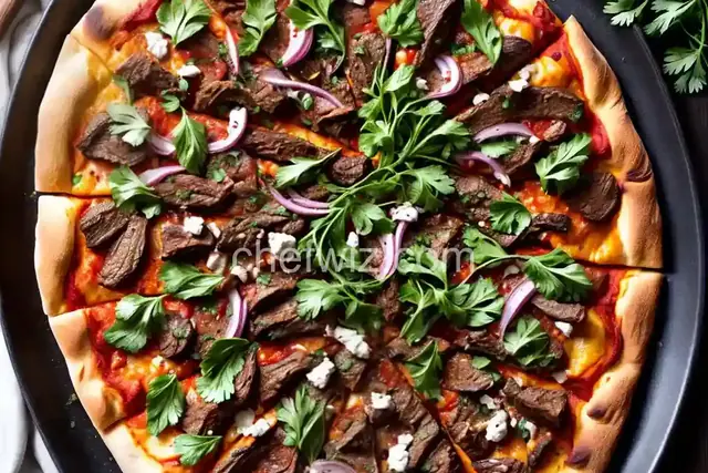 Spicy Lamb Pizza with Parsley–Red Onion Salad