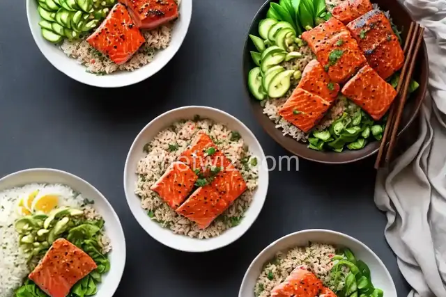 Spicy Salmon Bowls over Brown Rice