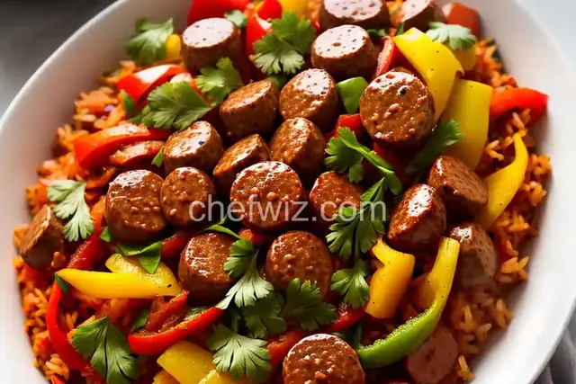 Spicy Sausage and Peppers Over Rice