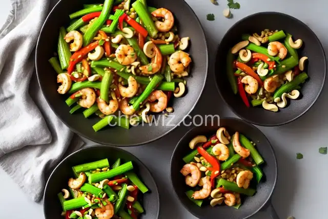 Spicy Shrimp, Celery and Cashew Stir-Fry