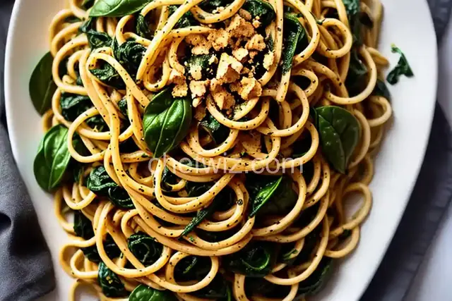 Spicy Spinach Linguine with Olive Oil and Garlic