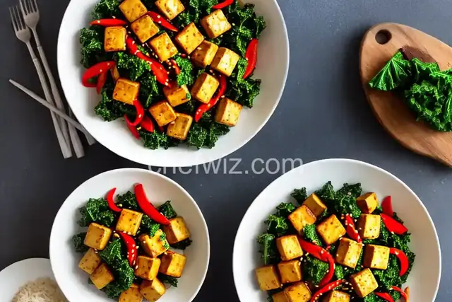 Spicy Stir-Fried Tofu With Kale and Red Pepper Recipe