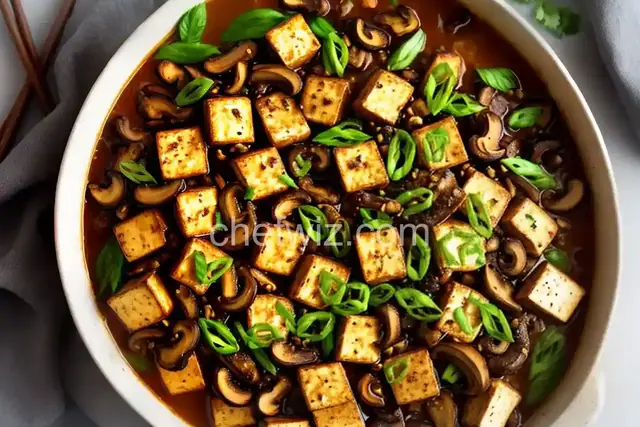 Spicy Tofu with Pickled Shiitake Mushrooms