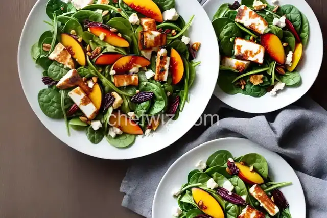 Spinach, Nectarine, and Halloumi Salad