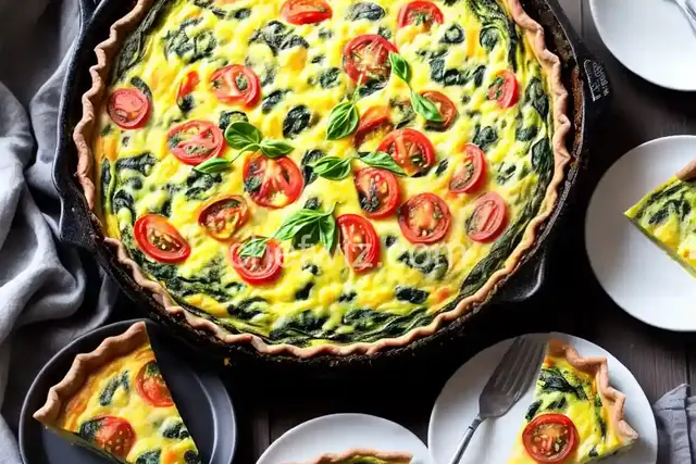 Spinach, Parmesan and Tomato Quiche