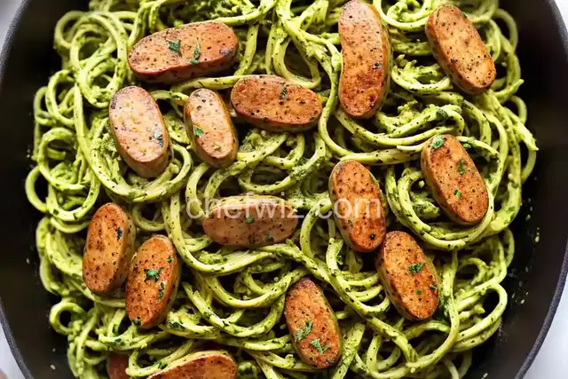 Spinach Pesto Pasta with Chicken Sausage