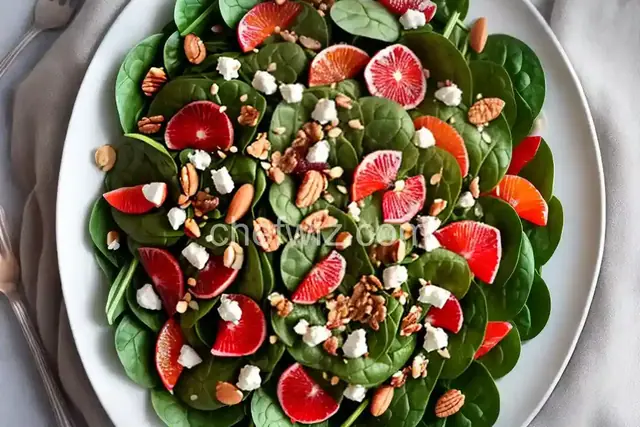 Spinach Salad with Blood Oranges and Macadamia Nuts