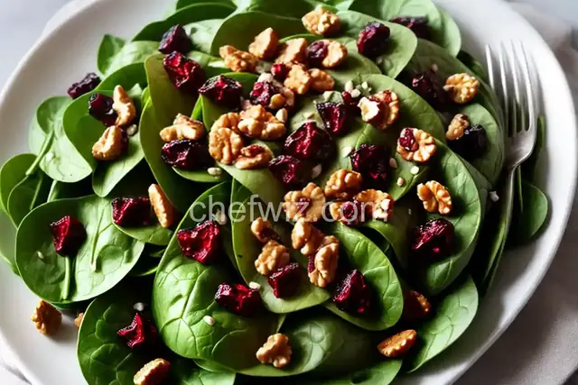 Spinach Salad with Dried Cranberries, Walnuts and Pomegranate Vinaigrette