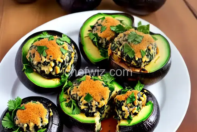 Spinach Stuffed Portobello Mushrooms with Avocado