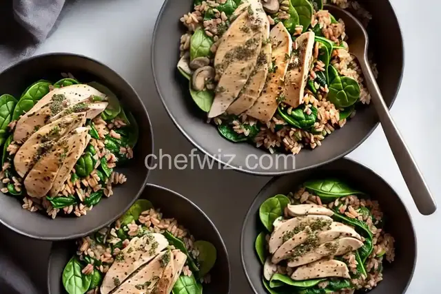Spinach and Artichoke Farro Bowl with Chicken and Mushrooms