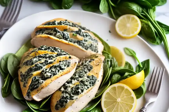 Spinach and Ricotta-Stuffed Chicken Breasts with Lemony White Wine Sauce