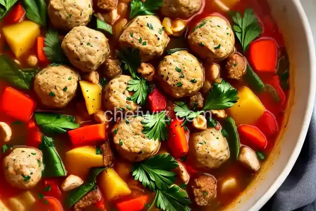 Spring Minestrone with Chicken Meatballs