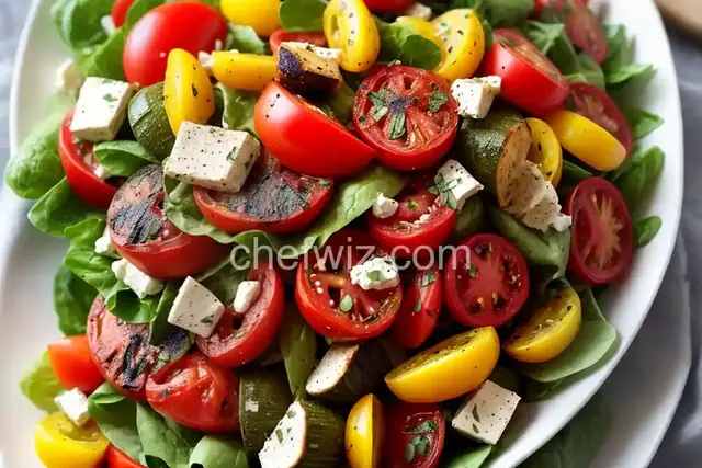 Stacked Tomato, Summer Vegetable and Grilled Bread Salad