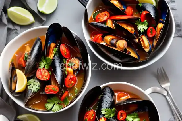 Steamed Mussels with Tomato and Chorizo Broth