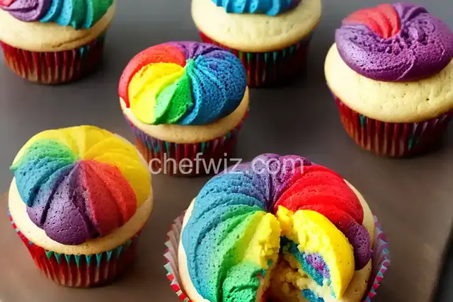Steamed Rainbow Cupcakes