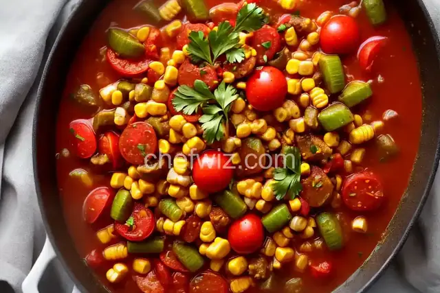 Stewed Corn and Tomatoes with Okra