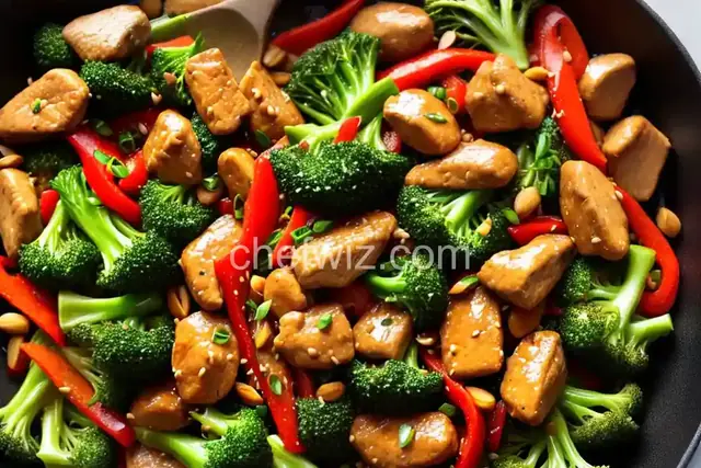 Stir-Fried Chicken with Broccoli, Water Chestnuts and Peppers