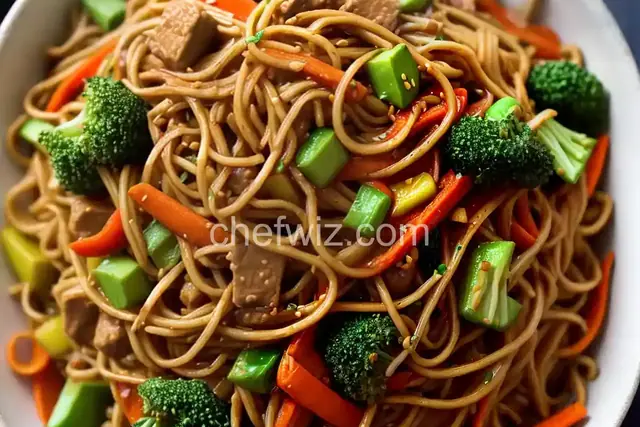Stir-Fried Chow Mein With Four Vegetables Recipe