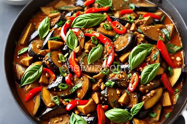 Stir-Fried Eggplant With Basil and Chiles