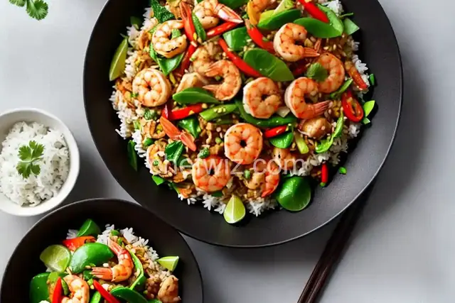Stir-Fried Shrimp and Rice Salad