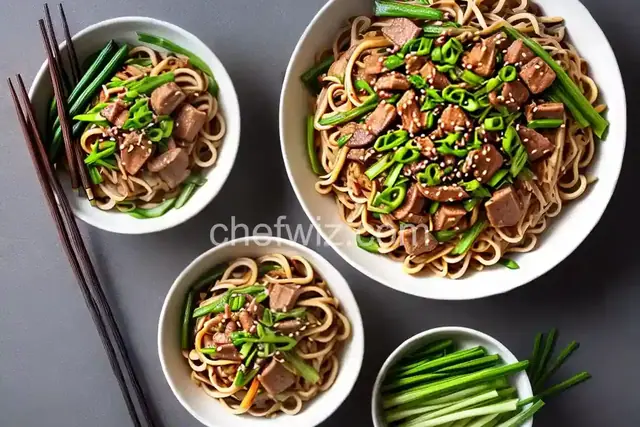 Stir-Fried Udon Noodles With Pork and Scallions