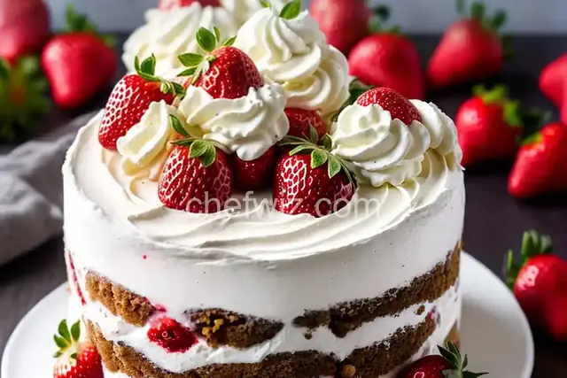 Strawberries and Cream Baileys Poke Cake