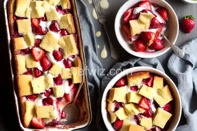 Strawberries and Cream Bread Pudding