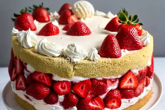Strawberries and Cream Ice Cream Cake