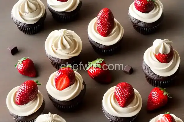 Strawberry-Chocolate Mini Cupcakes with White Chocolate Ganache